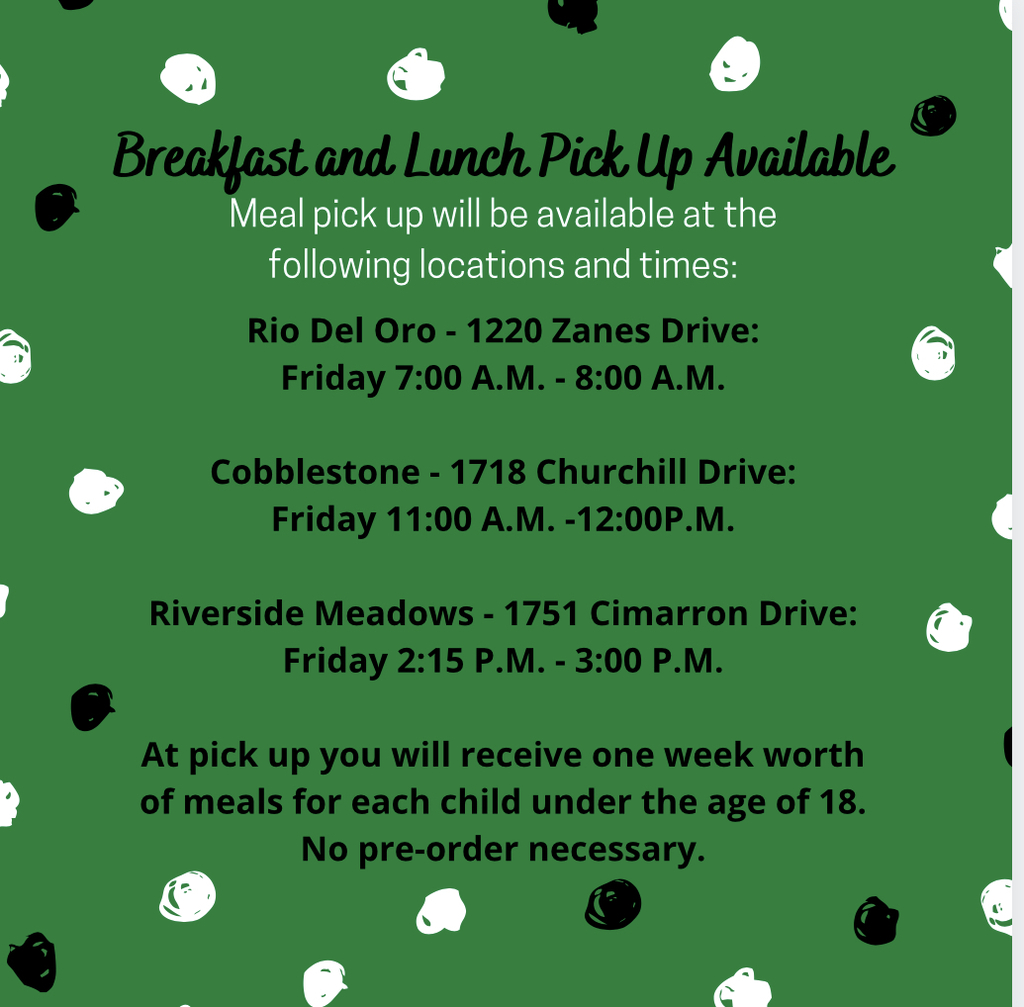 Meal Pick Up Locations/Times